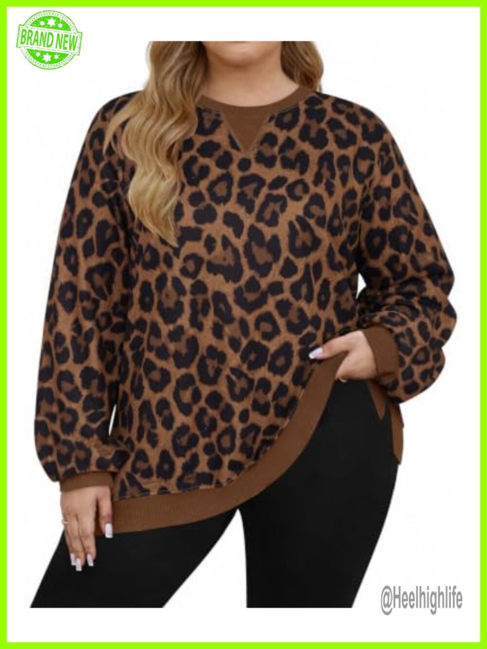 Plus Size Long Sleeve Pullover Sweater Loose Fit Tunic Top